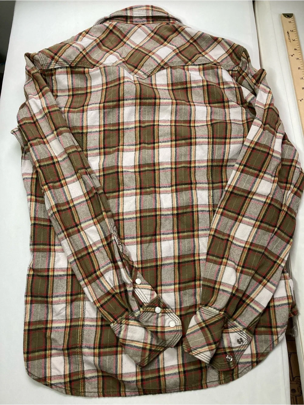 True Religion Men’s Western Pearl Snap Plaid Flannel Shirt Size M